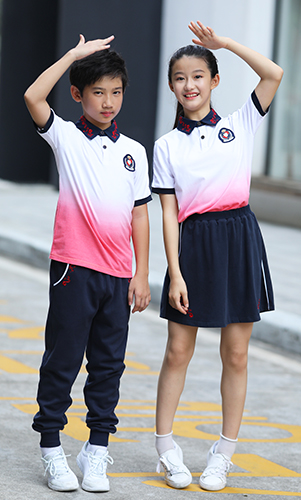 東莞校服夏裝漸變色小學(xué)生校服