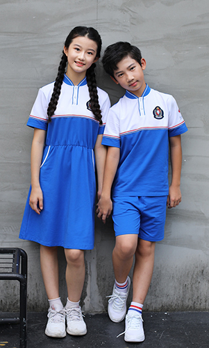 夏季藍(lán)色短袖套裝校服